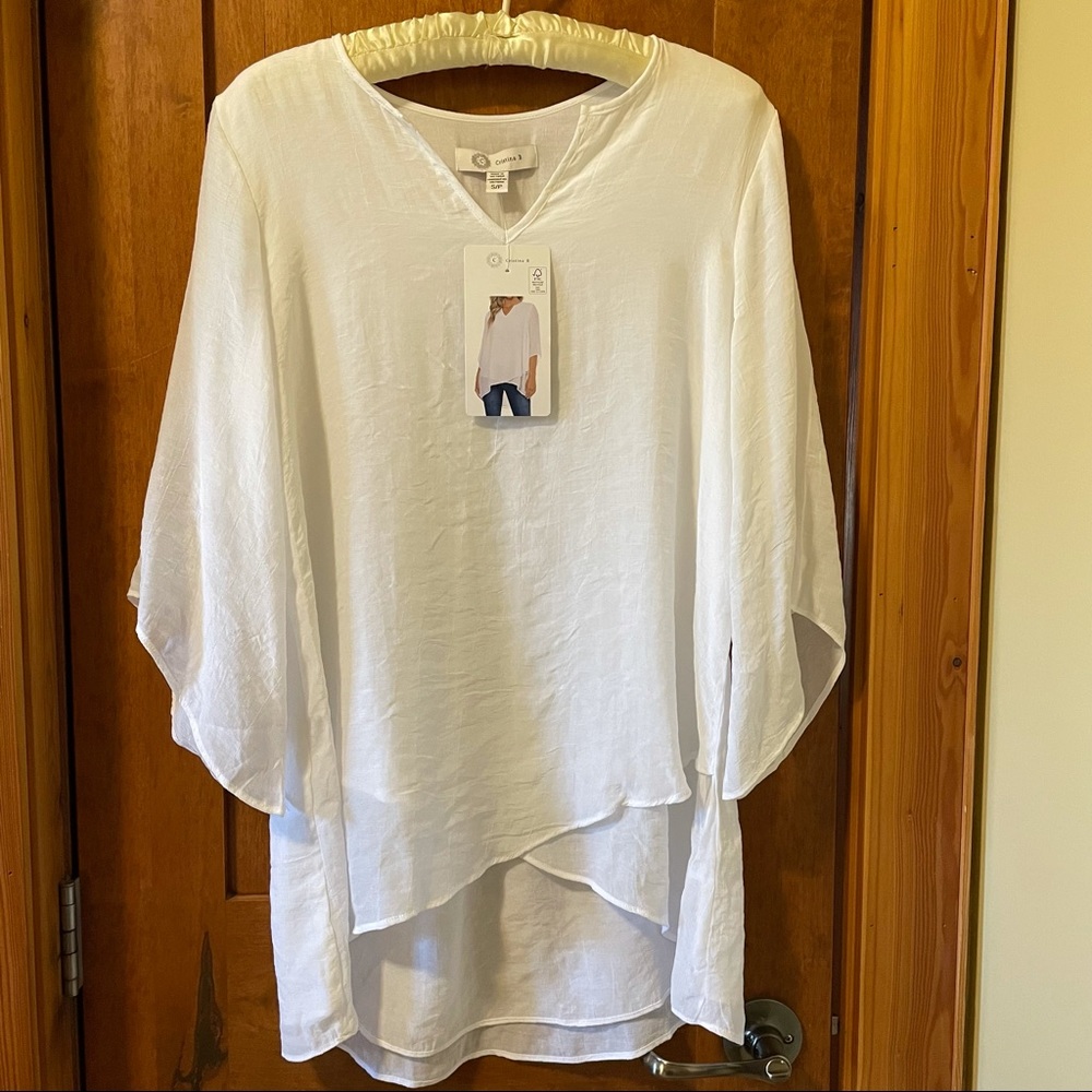 Christina B flowy layered white top size Small - Picture 5 of 11
